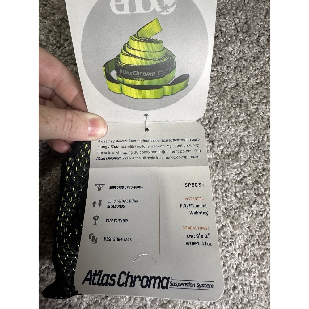 ENO Atlas Chroma Hammock Suspension Straps Tree Friendly 400lb New - Picture 4 of 7